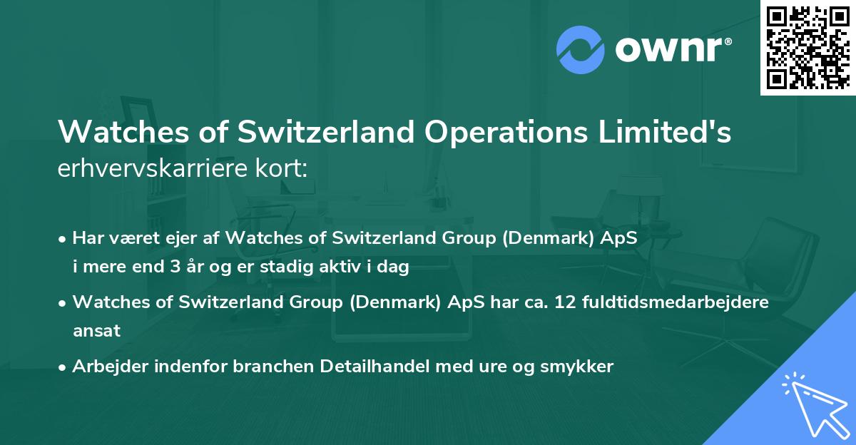 Watches of Switzerland Operations Limited's erhvervskarriere kort