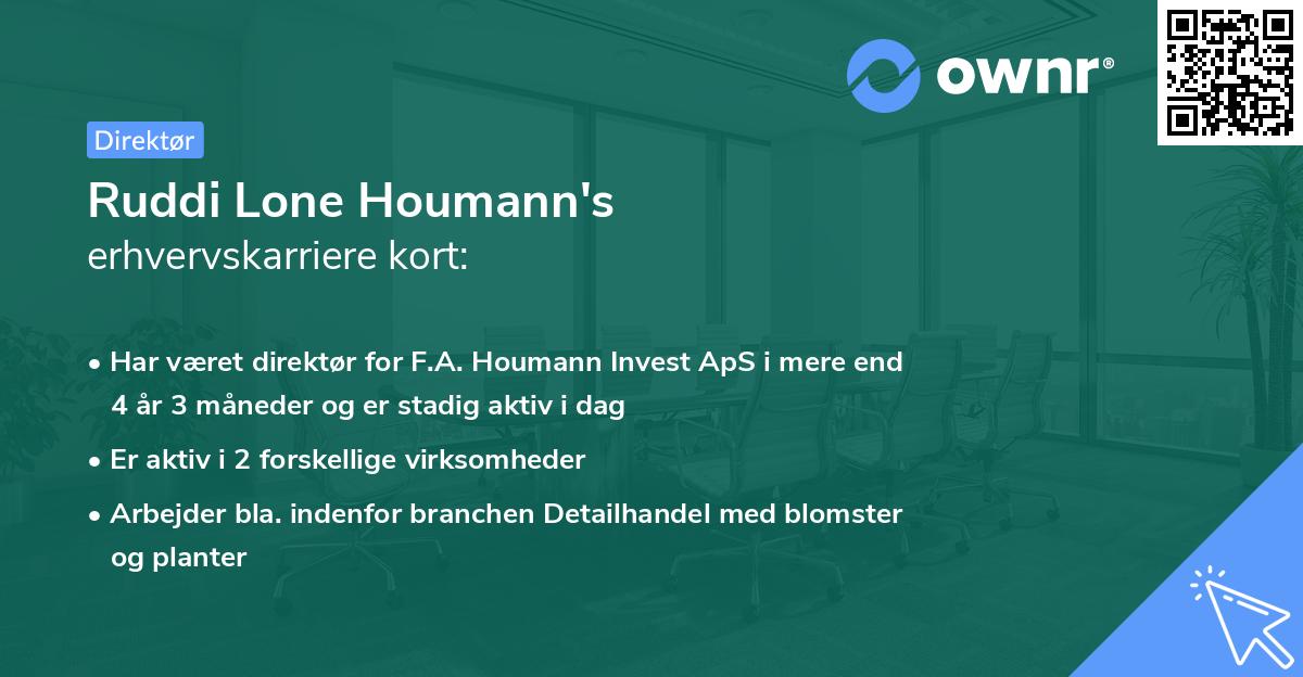 Ruddi Lone Houmann's erhvervskarriere kort