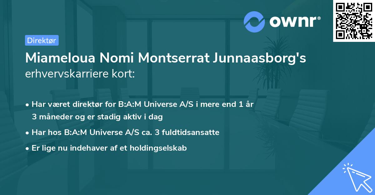 Miameloua Nomi Montserrat Junnaasborg's erhvervskarriere kort