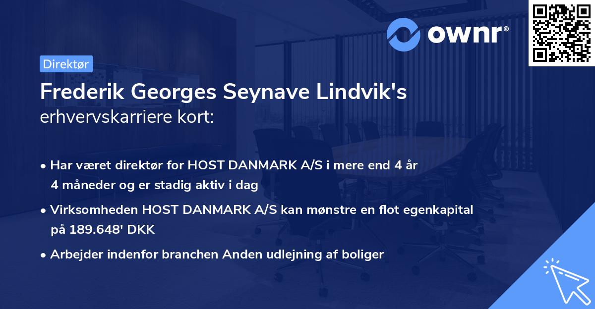Frederik Georges Seynave Lindvik's erhvervskarriere kort