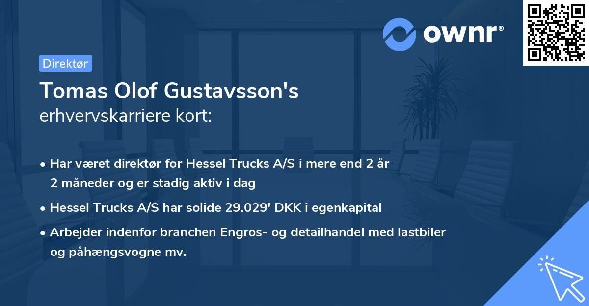 Tomas Olof Gustavsson's erhvervskarriere kort