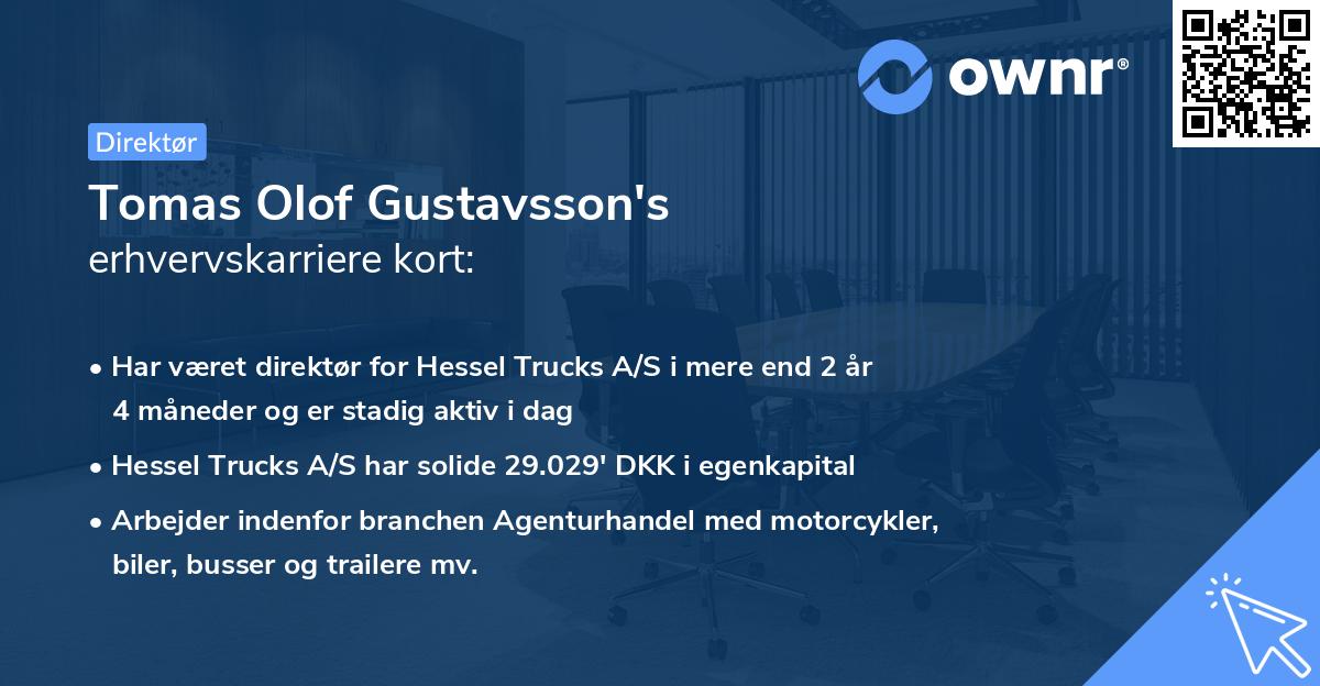 Tomas Olof Gustavsson's erhvervskarriere kort