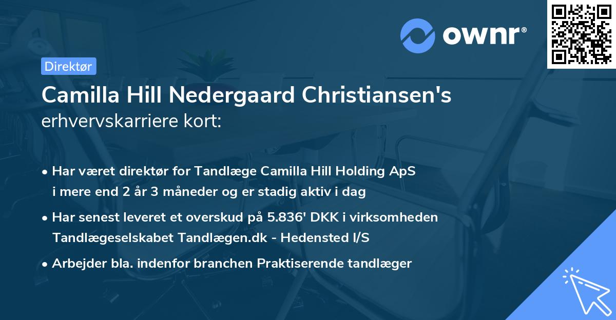 Camilla Hill Nedergaard Christiansen's erhvervskarriere kort