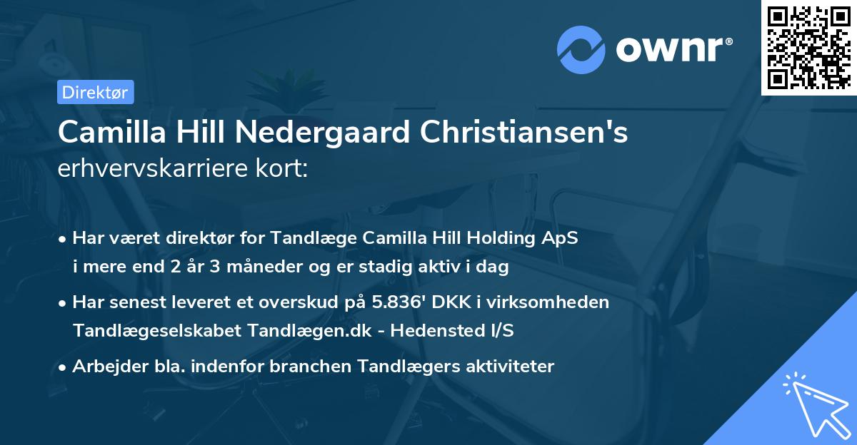 Camilla Hill Nedergaard Christiansen's erhvervskarriere kort