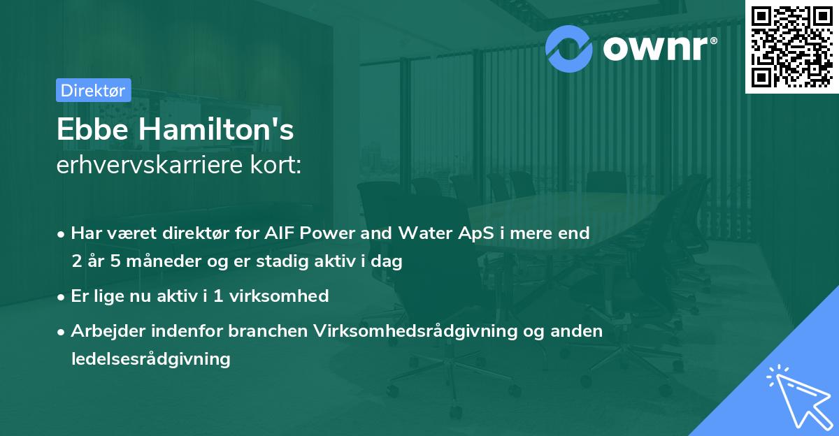 Ebbe Hamilton's erhvervskarriere kort