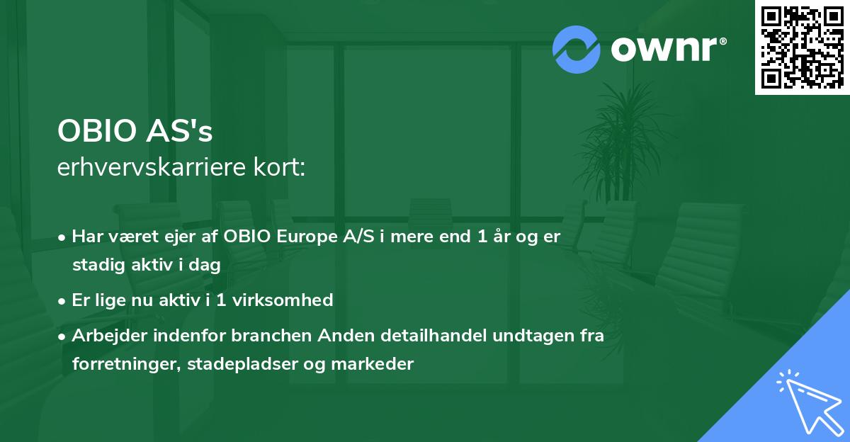 OBIO AS's erhvervskarriere kort