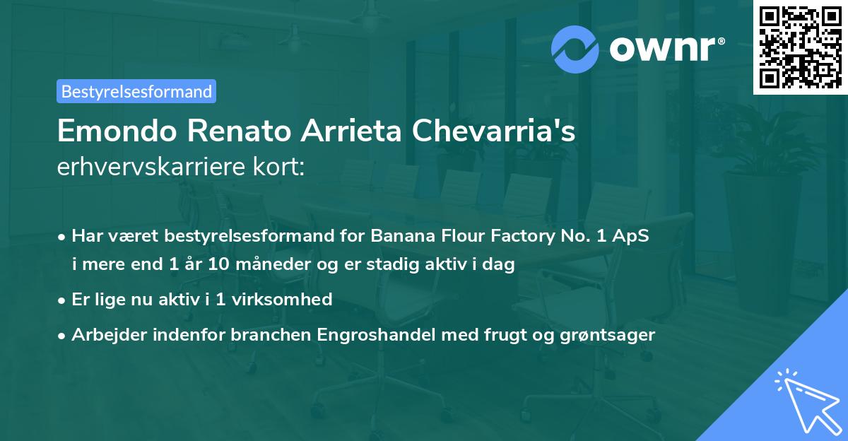 Emondo Renato Arrieta Chevarria's erhvervskarriere kort