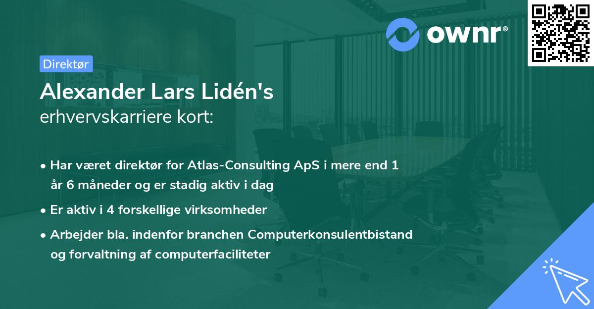 Alexander Lars Lidén's erhvervskarriere kort