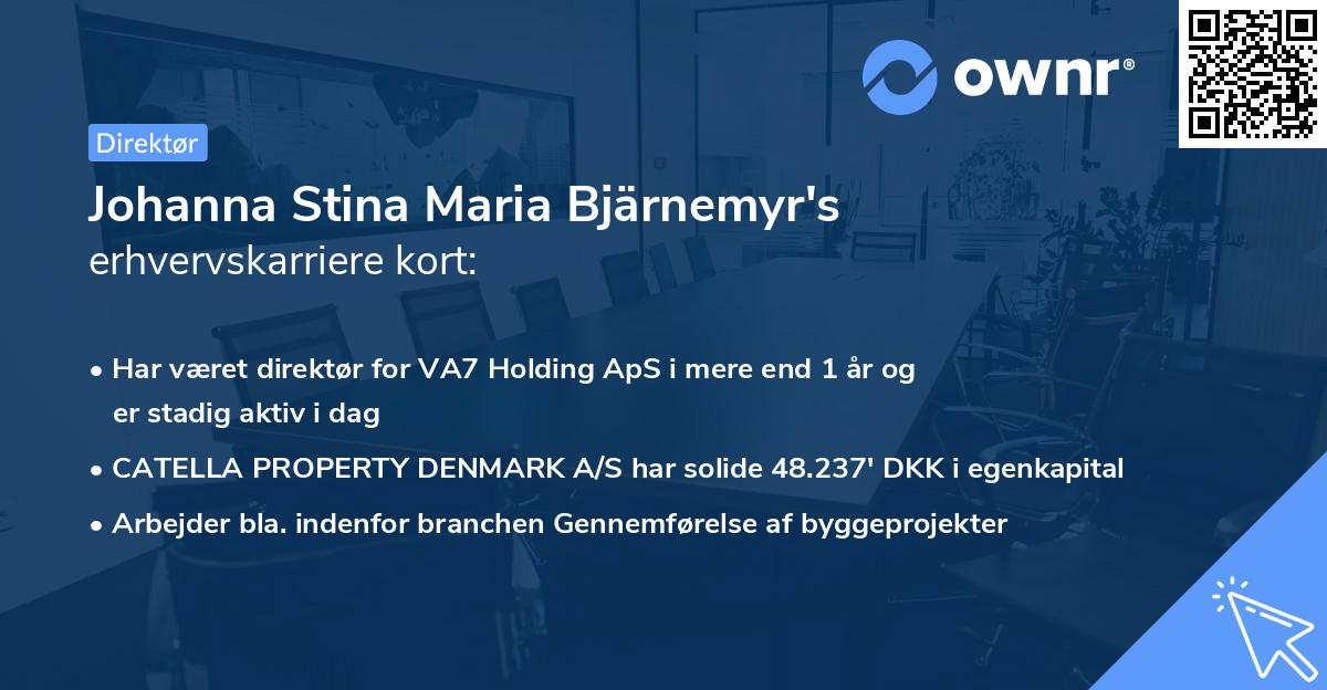 Johanna Stina Maria Bjärnemyr's erhvervskarriere kort