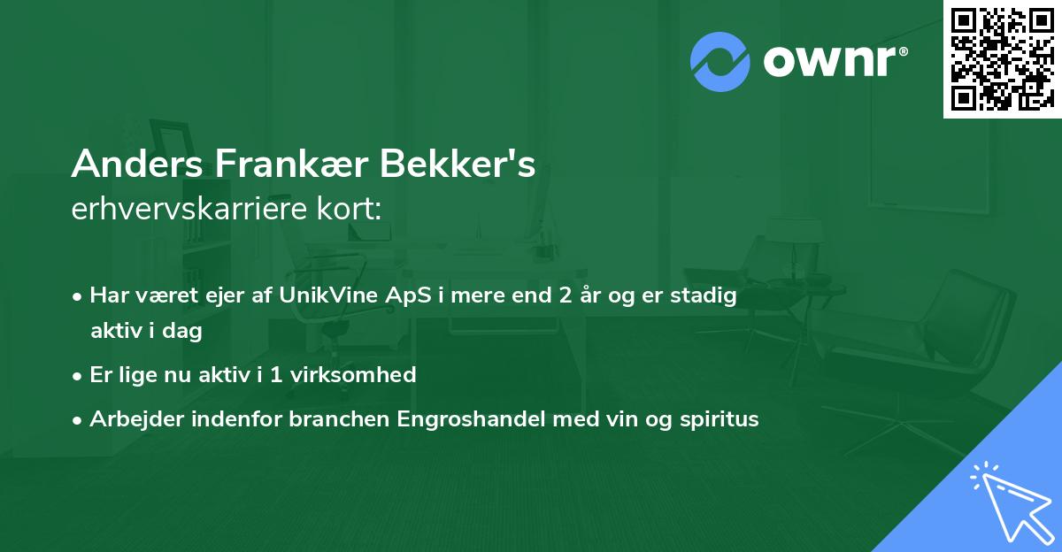 Anders Frankær Bekker's erhvervskarriere kort