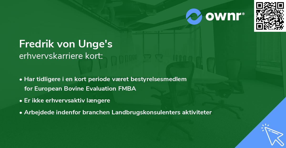 Fredrik von Unge's erhvervskarriere kort