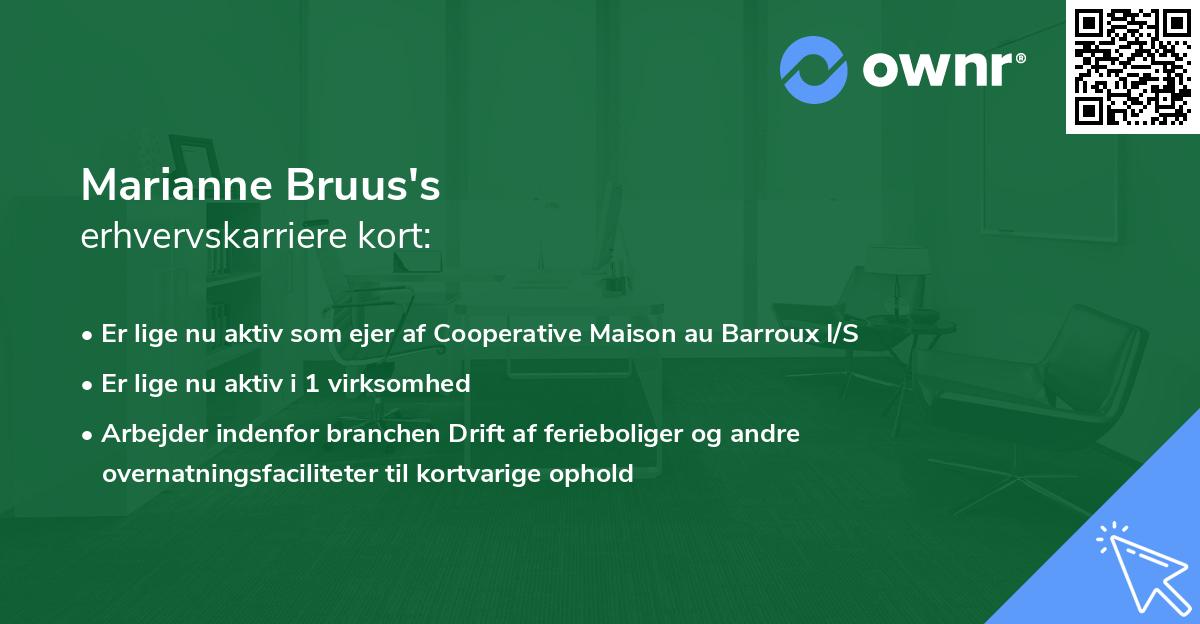 Marianne Bruus's erhvervskarriere kort