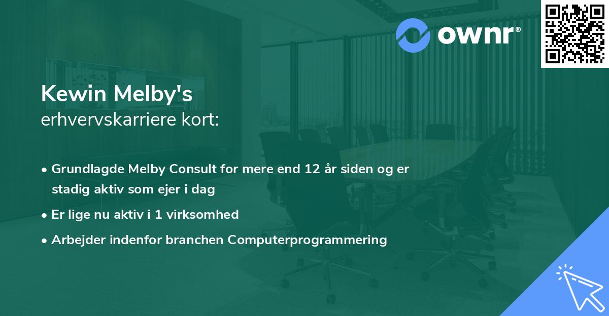Kewin Melby's erhvervskarriere kort