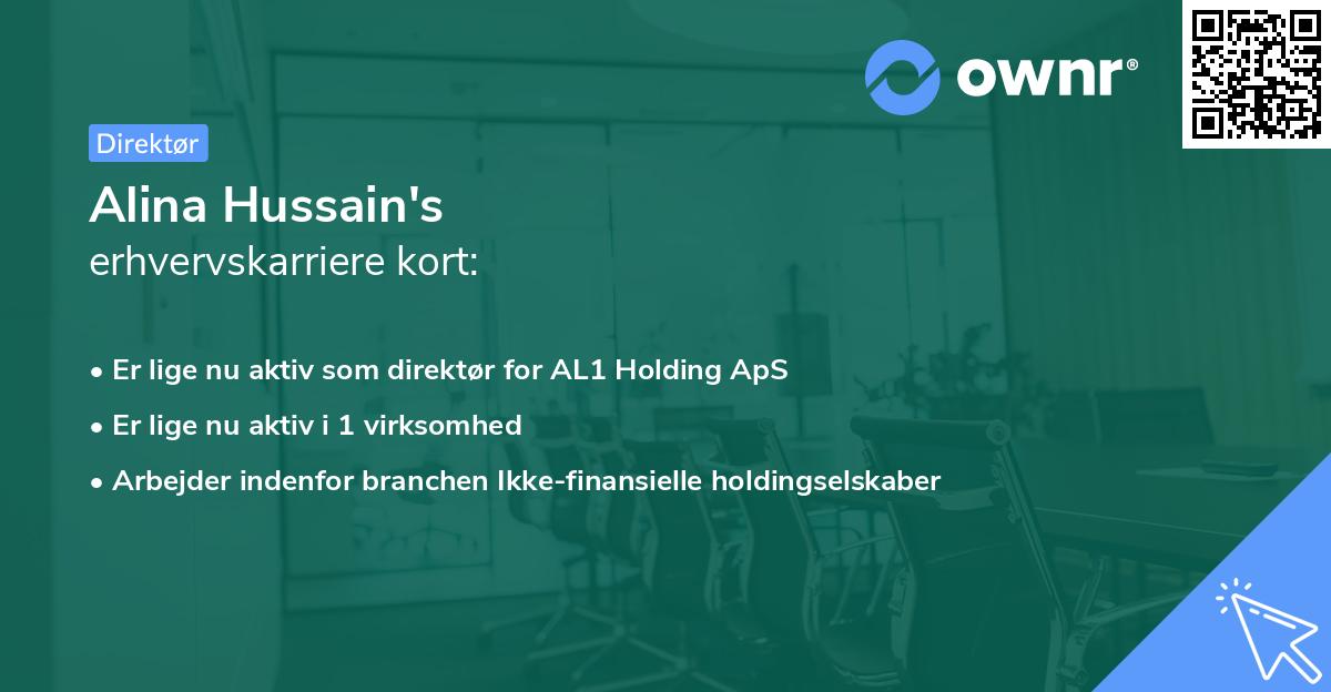 Alina Hussain's erhvervskarriere kort