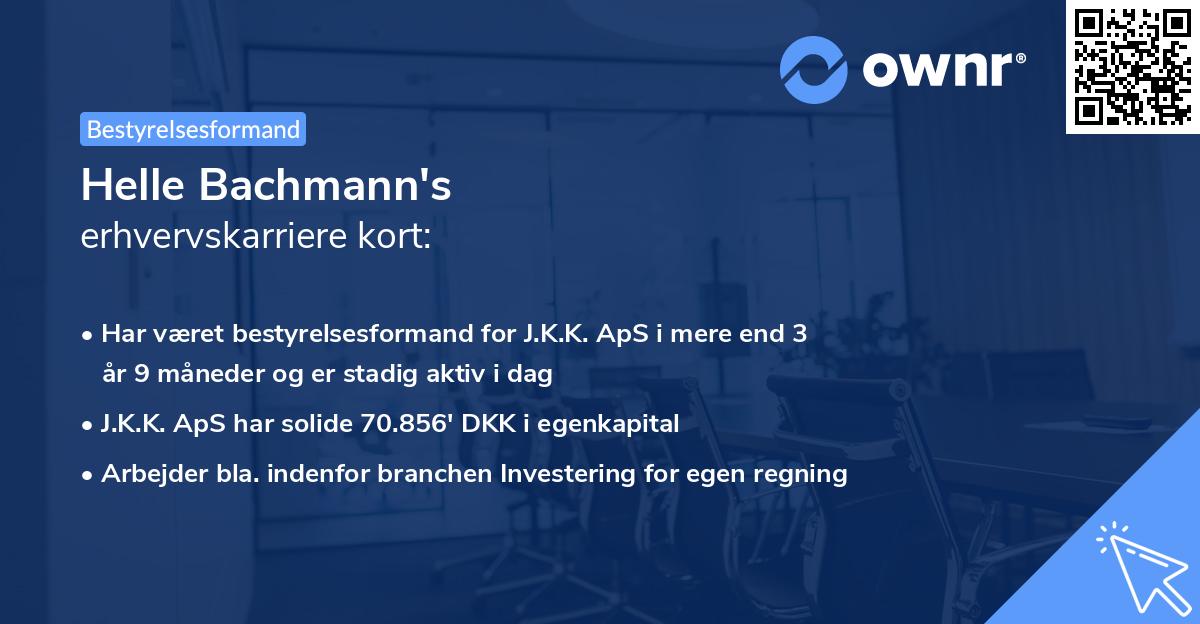Helle Bachmann's erhvervskarriere kort
