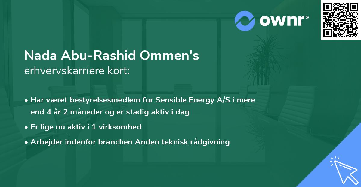 Nada Abu-Rashid Ommen's erhvervskarriere kort