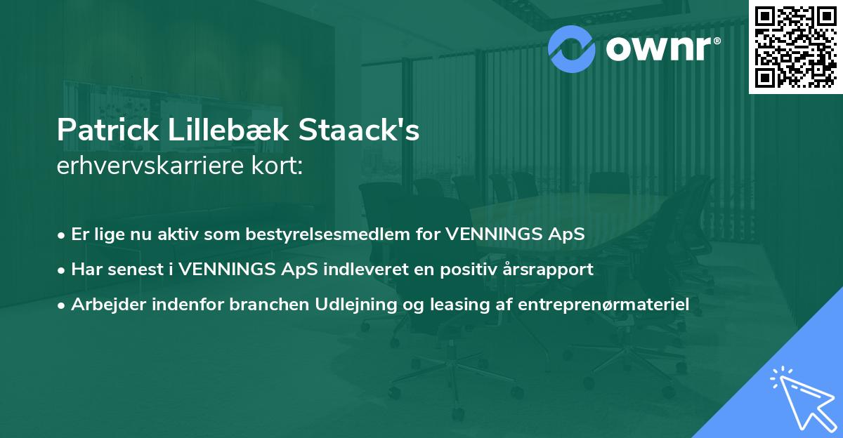 Patrick Lillebæk Staack's erhvervskarriere kort