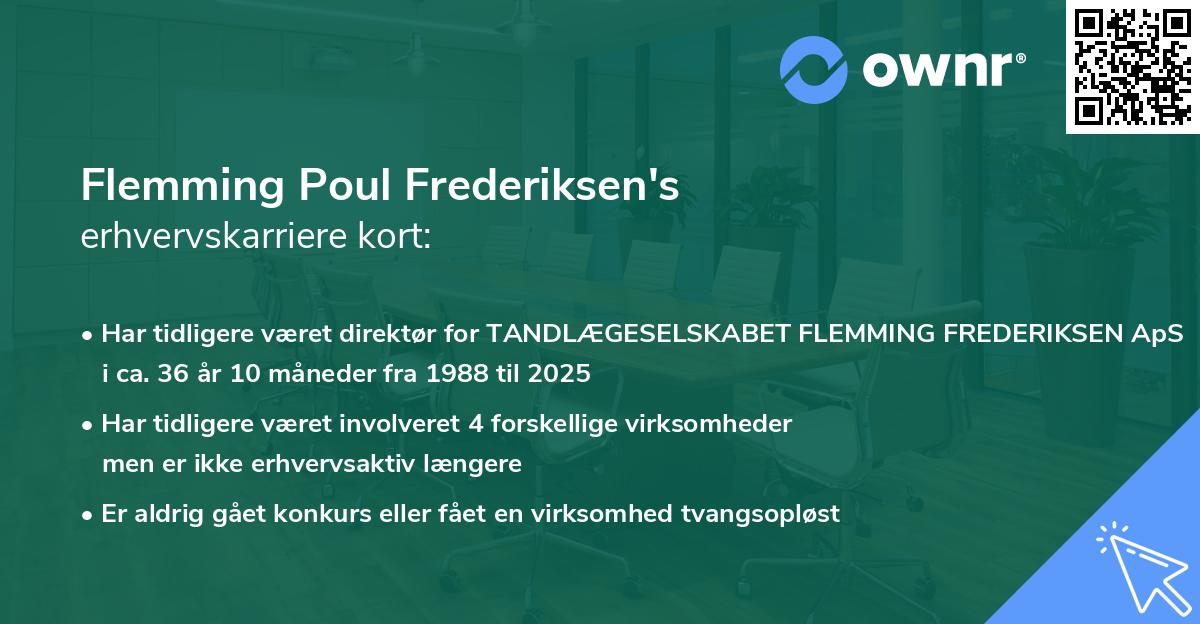Flemming Poul Frederiksen's erhvervskarriere kort