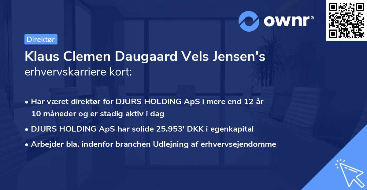 Klaus Clemen Daugaard Vels Jensen's erhvervskarriere kort