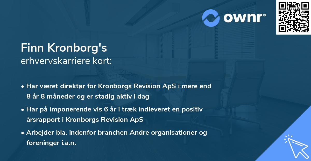 Finn Kronborg's erhvervskarriere kort