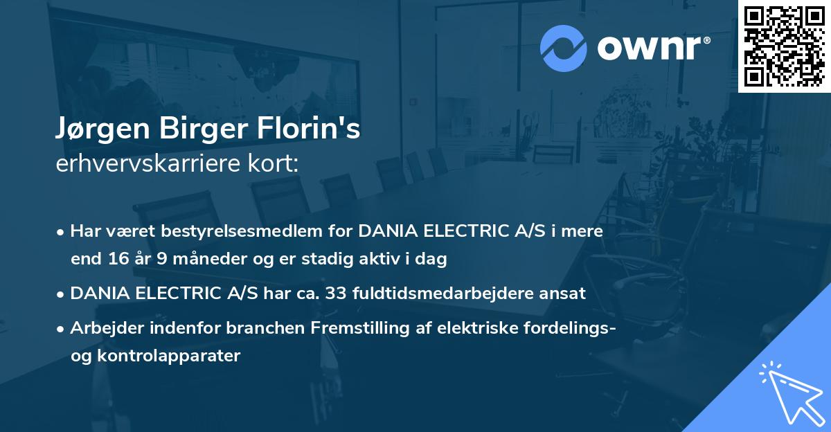 Jørgen Birger Florin's erhvervskarriere kort