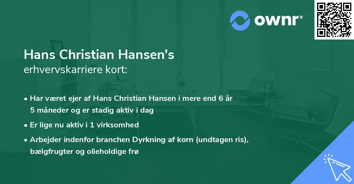 Hans Christian Hansen's erhvervskarriere kort