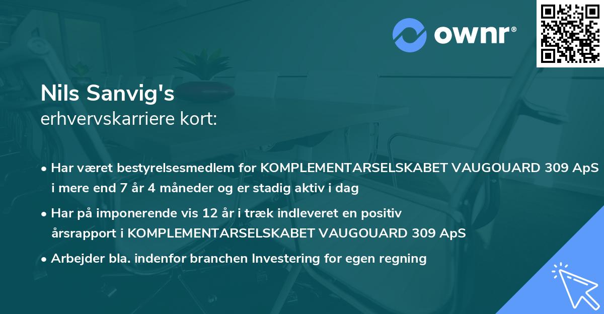 Nils Sanvig's erhvervskarriere kort
