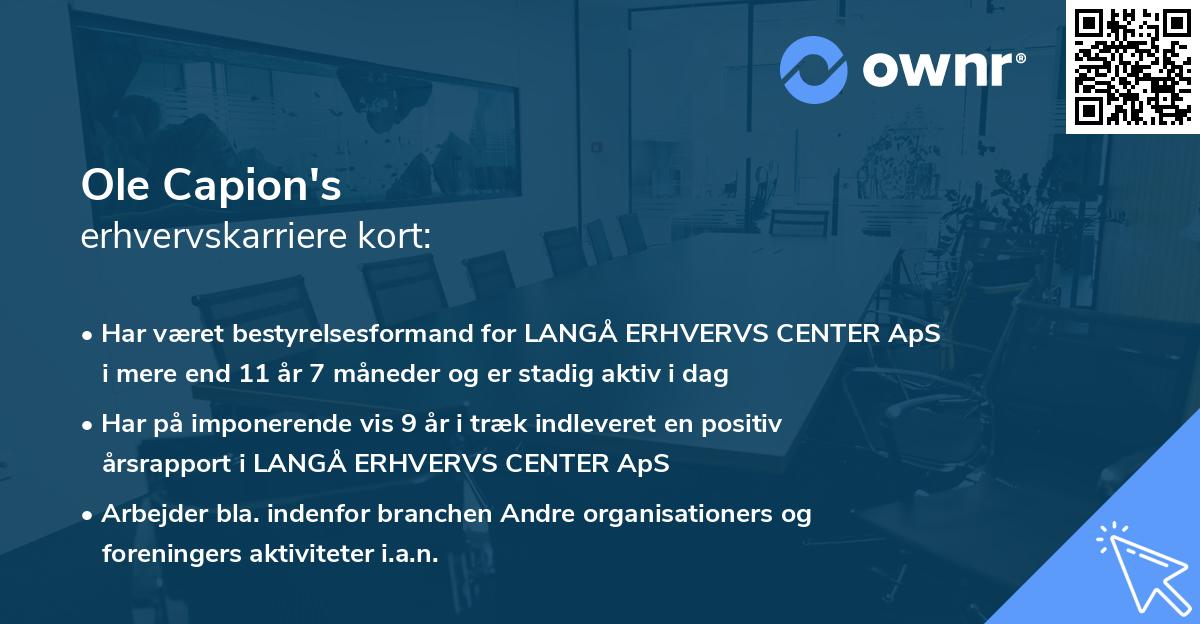 Ole Capion's erhvervskarriere kort