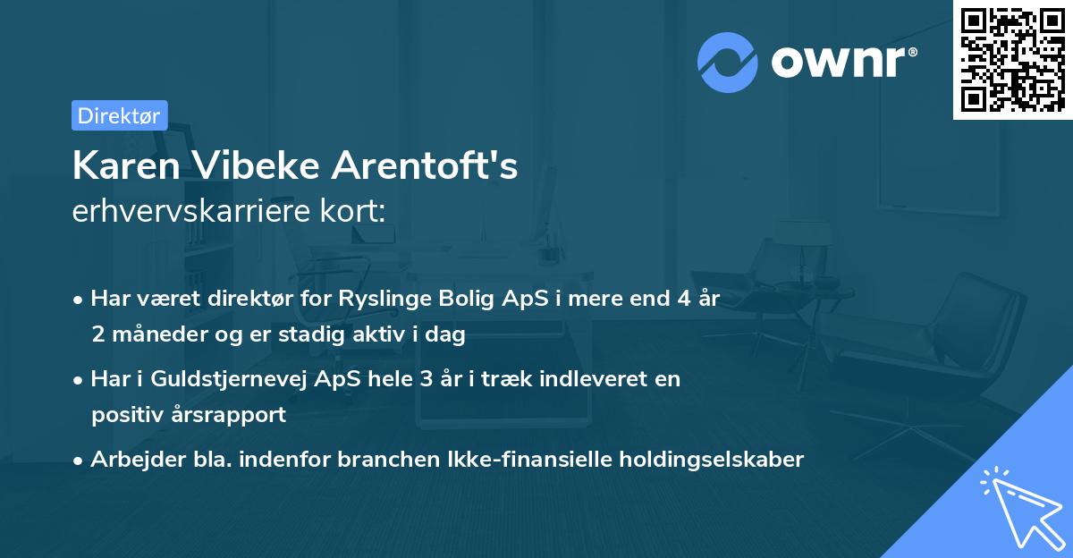 Karen Vibeke Arentoft's erhvervskarriere kort