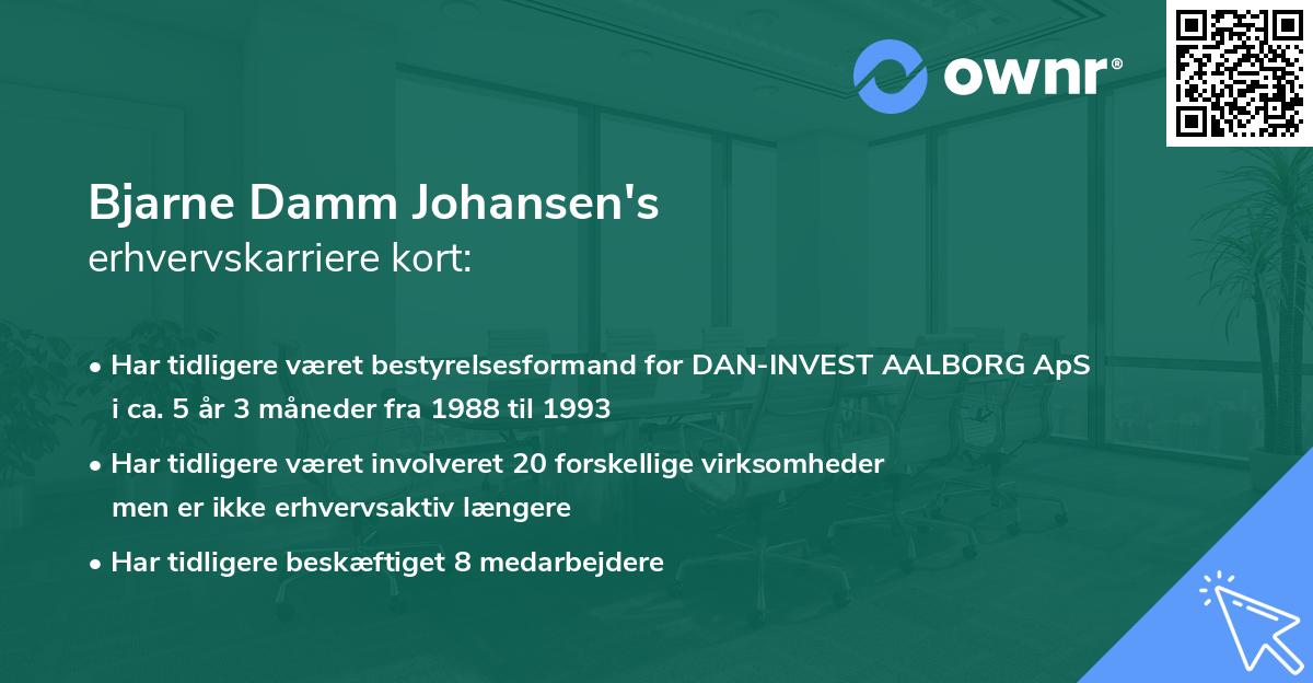 Bjarne Damm Johansen's erhvervskarriere kort