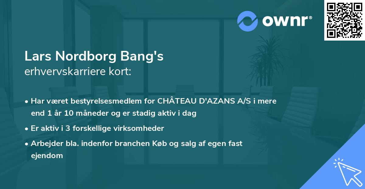 Lars Nordborg Bang's erhvervskarriere kort