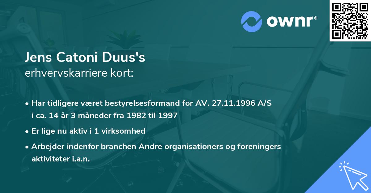 Jens Catoni Duus's erhvervskarriere kort
