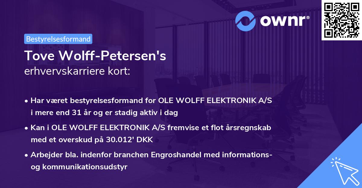 Tove Wolff-Petersen's erhvervskarriere kort