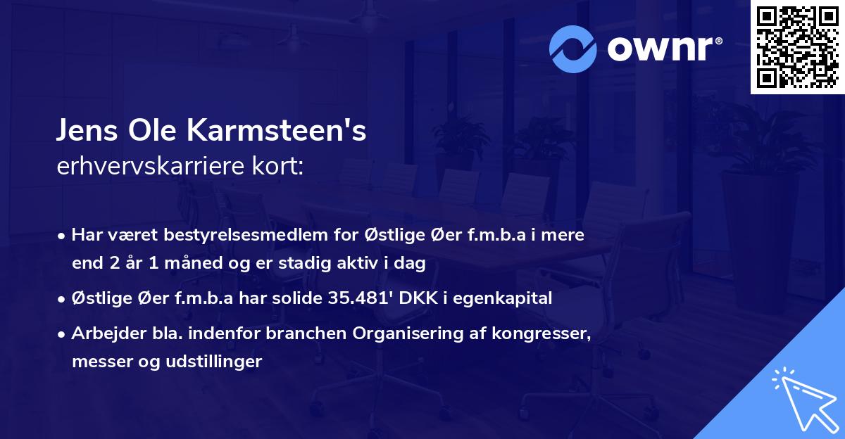 Jens Ole Karmsteen's erhvervskarriere kort
