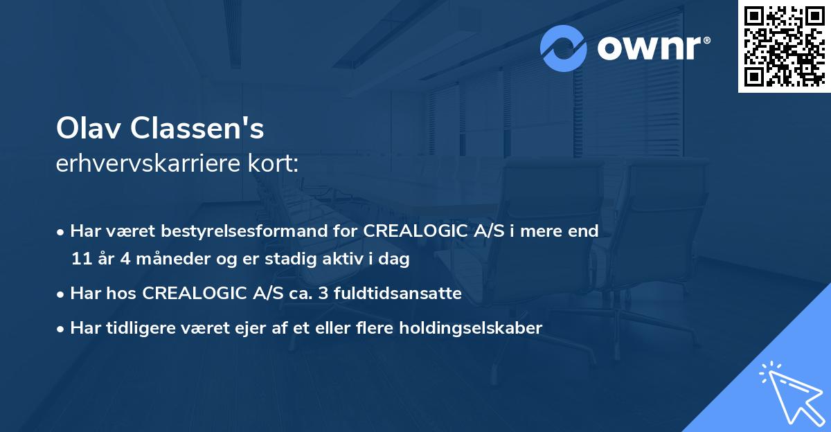 Olav Classen's erhvervskarriere kort