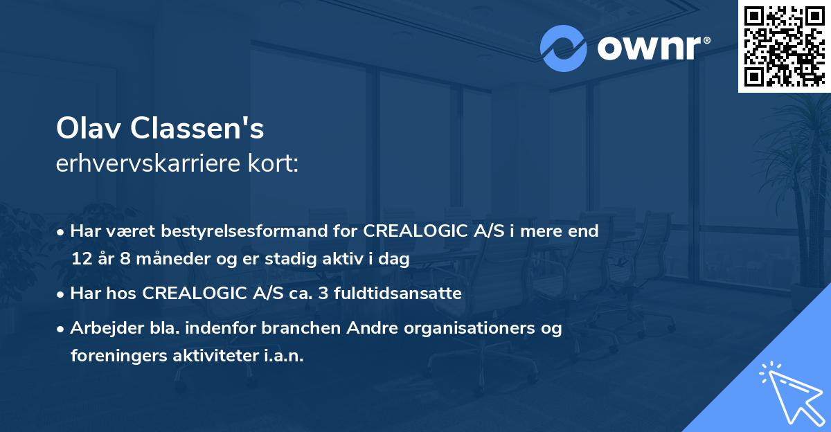 Olav Classen's erhvervskarriere kort