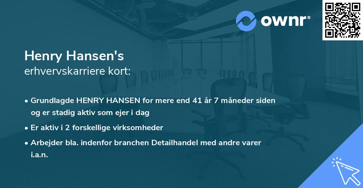 Henry Hansen's erhvervskarriere kort