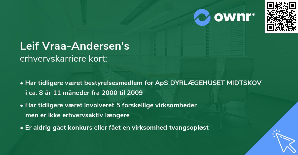 Leif Vraa-Andersen's erhvervskarriere kort