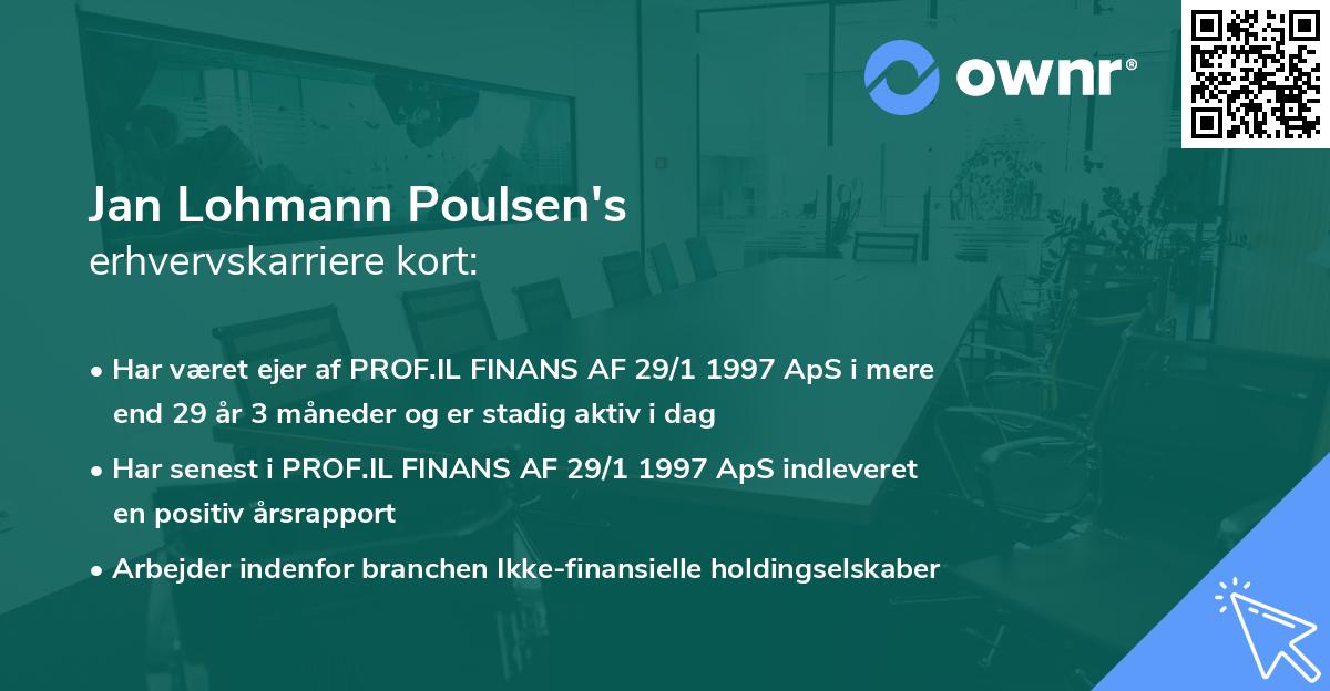 Jan Lohmann Poulsen's erhvervskarriere kort