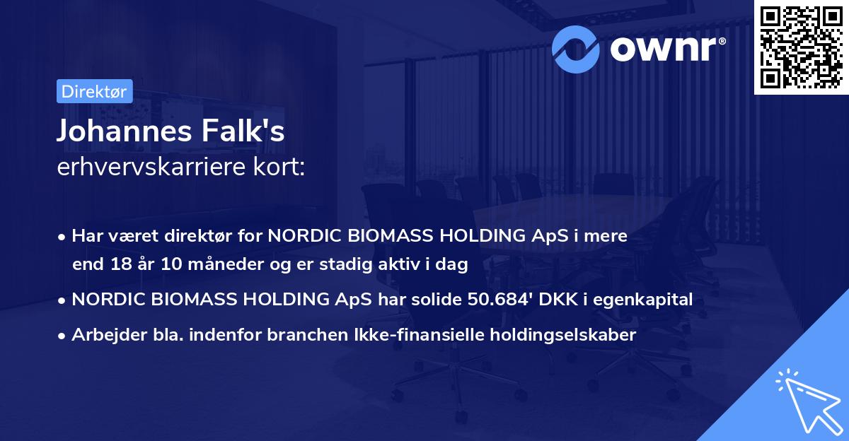 Johannes Falk's erhvervskarriere kort