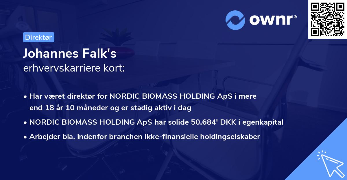 Johannes Falk's erhvervskarriere kort