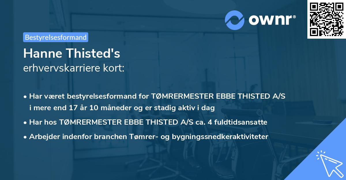 Hanne Thisted's erhvervskarriere kort