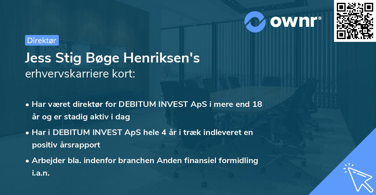Jess Stig Bøge Henriksen's erhvervskarriere kort