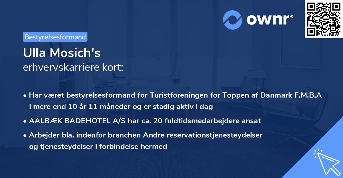 Ulla Mosich's erhvervskarriere kort