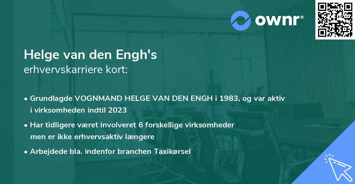 Helge van den Engh's erhvervskarriere kort