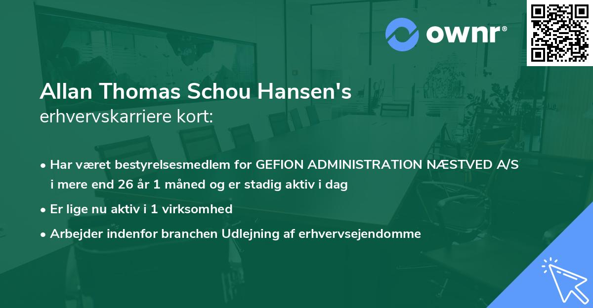 Allan Thomas Schou Hansen's erhvervskarriere kort