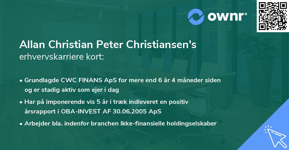 Allan Christian Peter Christiansen's erhvervskarriere kort