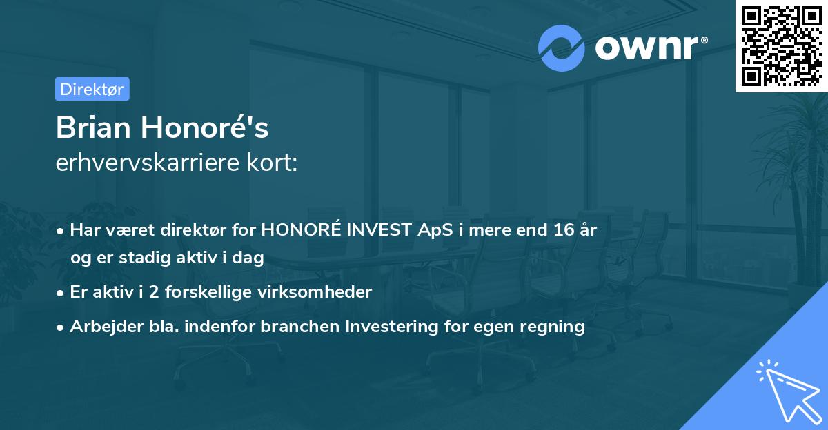Brian Honoré's erhvervskarriere kort