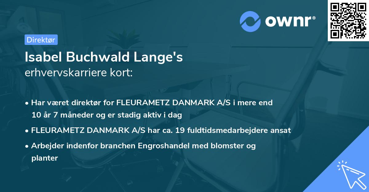 Isabel Buchwald Lange's erhvervskarriere kort