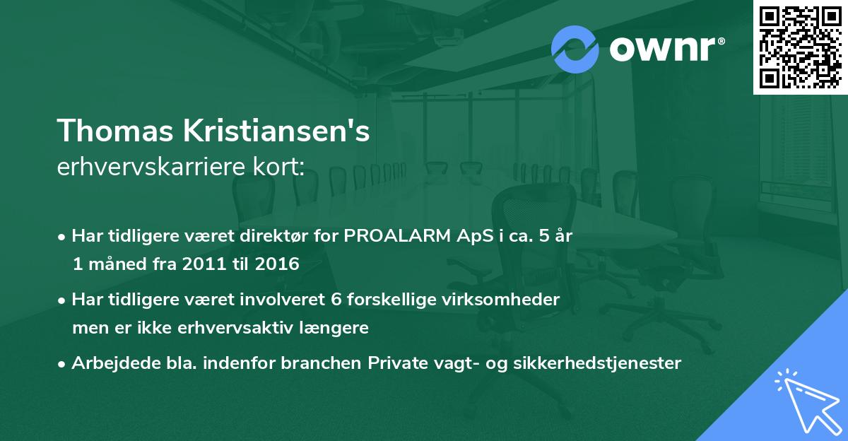 Thomas Kristiansen's erhvervskarriere kort